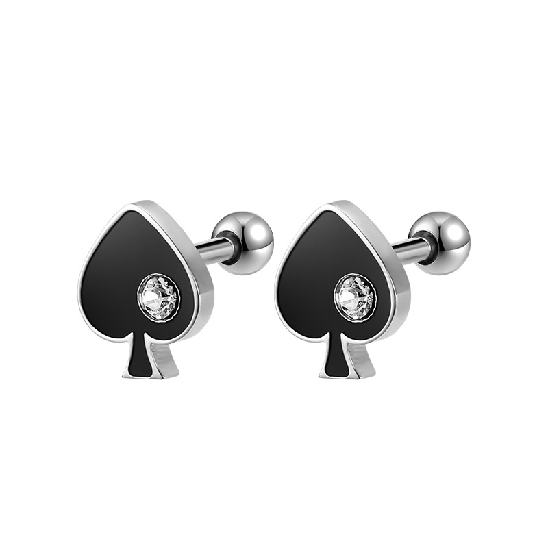 2023 Original New Stainless Steel Stud Earrings Poker Series Ear Bone Stud Titanium Steel Earrings Female Diamond Earrings Ear Buckle detail image 17