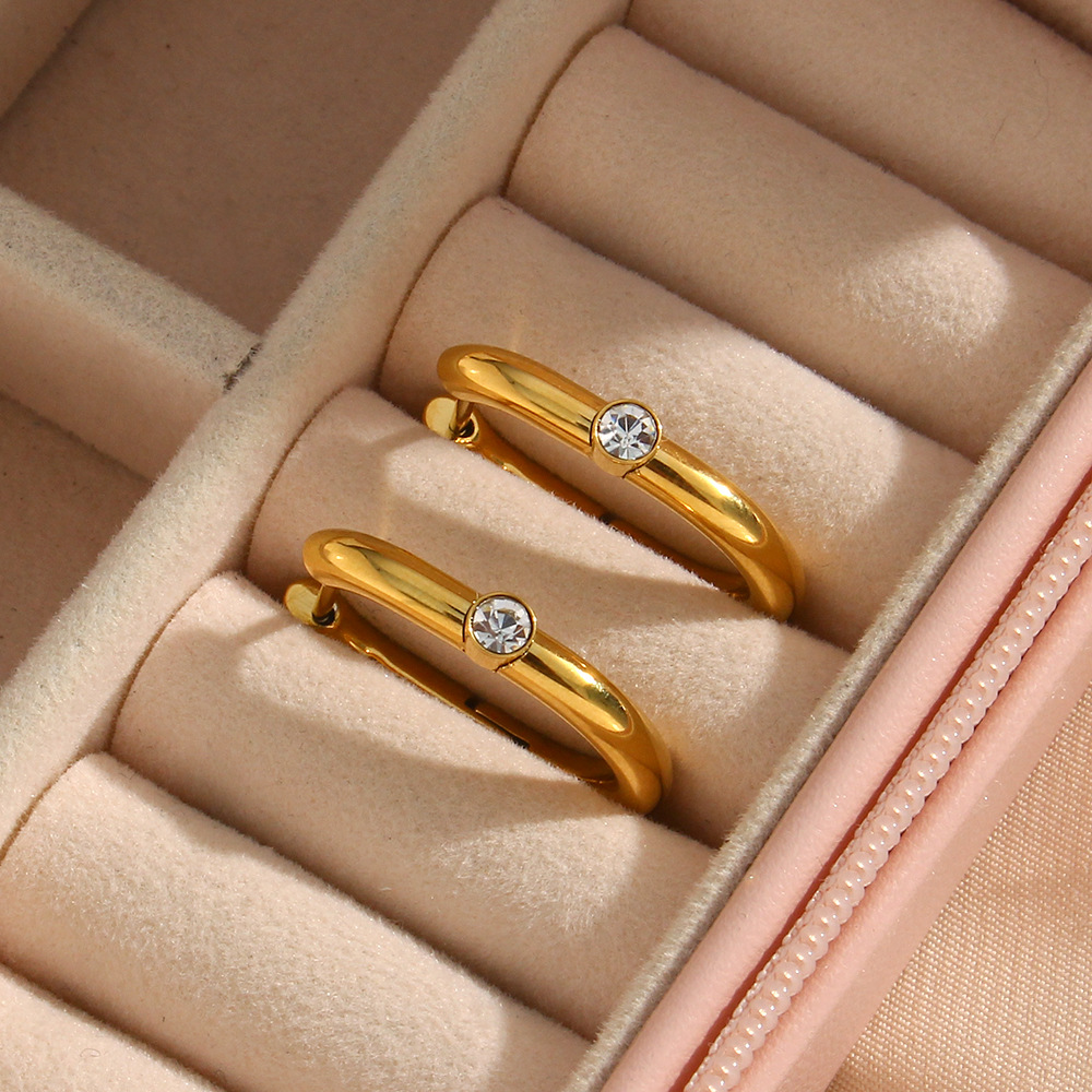 Lady U Shape Stainless Steel Earrings Plating Zircon Stainless Steel Earrings display picture 1