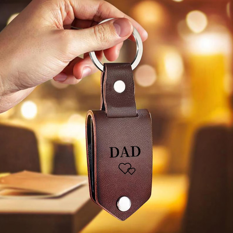 Cross-Border Pod Personalized Photo Leather Keychain with Photo, Text, and Pattern Customization Keychain Commemorative Gift