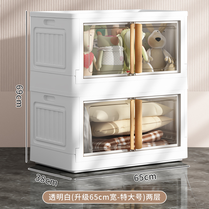 Gabinete de almacenamiento de doble puerta caja de almacenamiento de ropa doméstica instalación-libre bebé plegable armario organizador armario de plástico