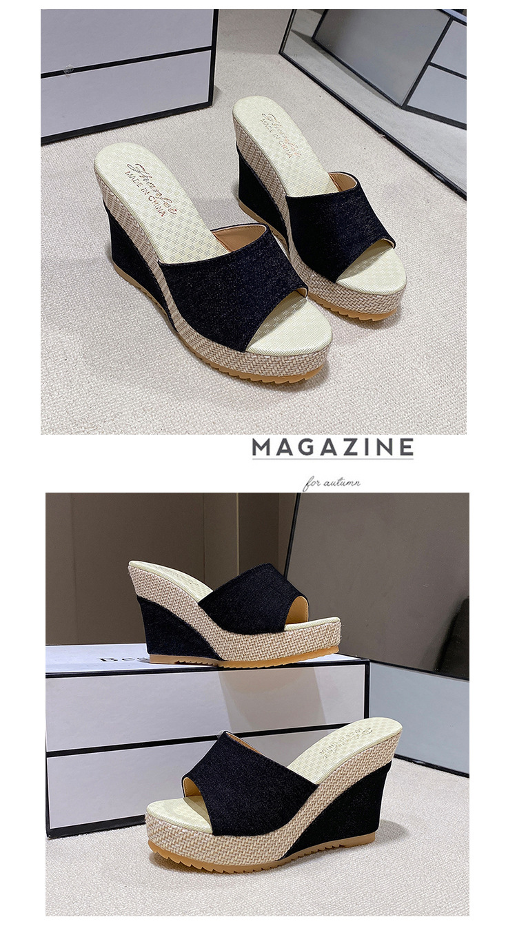 Sandali donna con zeppa peep toe in jeans ciabatte estive_voghion.com