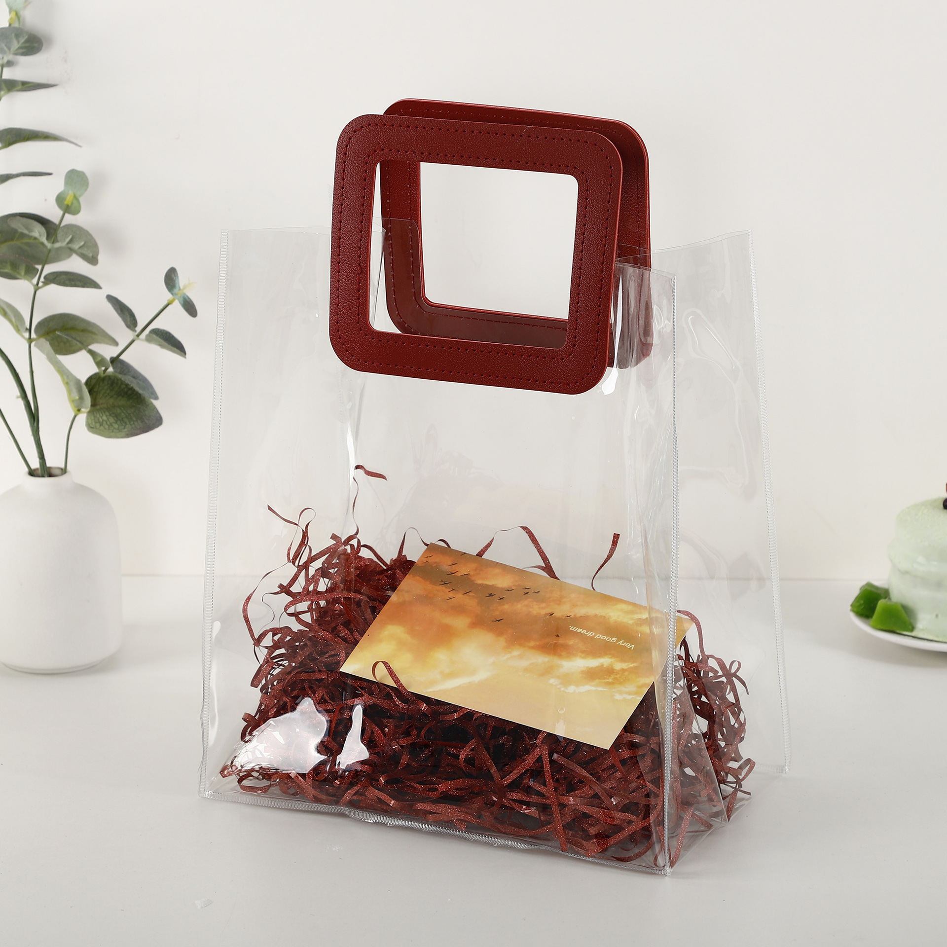 Bolsa de plástico transparente Symphony Fashion Simple Ordene Embalaje de regalo con logotipo impreso Bolso de regalo portátil con láser image 9