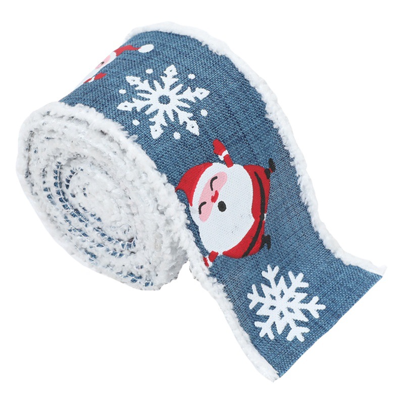 Nueva Caja de Regalo Navideña de Felpa Imitación Lino con Diseño de Santa Claus y Copos de Nieve, Decoración para Envolver Regalos, Venta al por Mayor