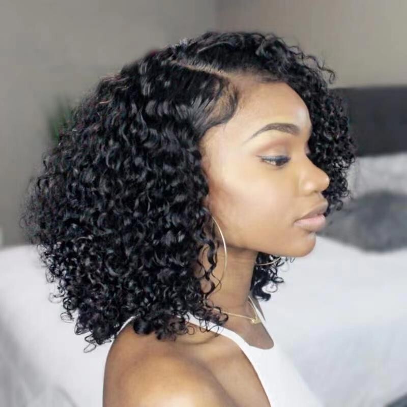 Cross-Border European and American Wigs for Women Brazilian Curly Hair Black Fluffy African Short Curly Hair Chemical Fiber High Temperature Silk Headgear Wig