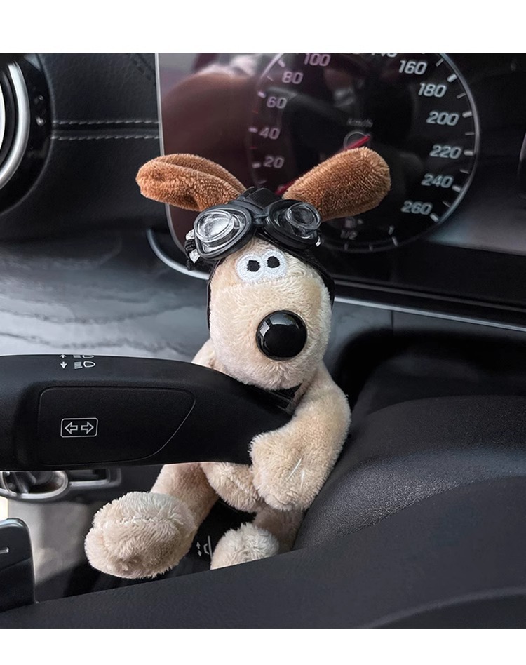 Car Rearview Mirror Decoration Plush Toy Trendy Windshield Wiper Cute Pilot Dog Car Ornament