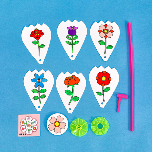 Primary school students cartoon blank painting windmill children's creative graffiti hand-painted small gift puzzle DIY paper windmill