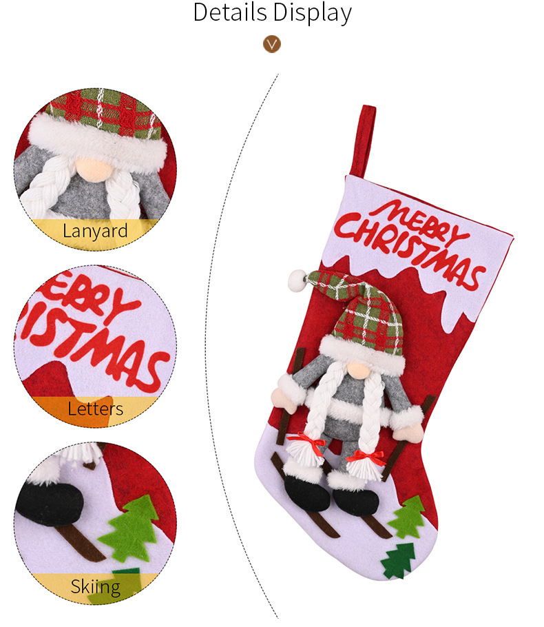 Forniture per decorazioni natalizie Bambola senza volto Calza della Befana Calzini grandi di Natale Sacchetto regalo Sacchetto regalo_voghion.com