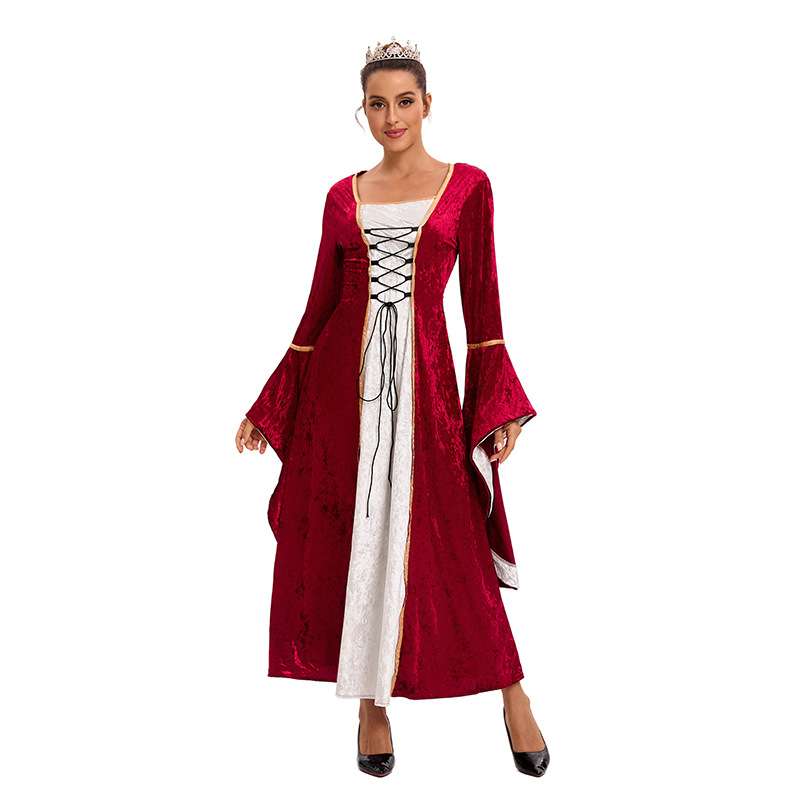 Foreign Trade Adult Ladies Medieval dress Vintage Court Queen Long Evening Dress Prom Stage Performance Dress