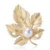 Brooch from pearl, fashionable accessory, coat, cardigan lapel pin, pin, Korean style, simple and elegant design