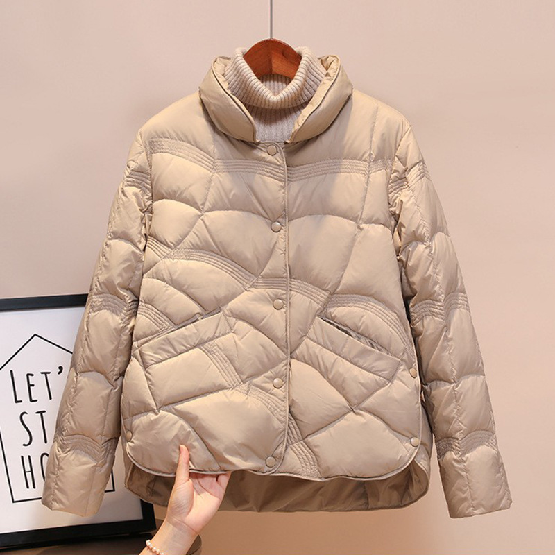 2023 New Xiangyun Embossed Down Cotton Coat Women's Short Fashion Standing Neck Lightweight Cotton Coat Women's Cotton_voghion.com