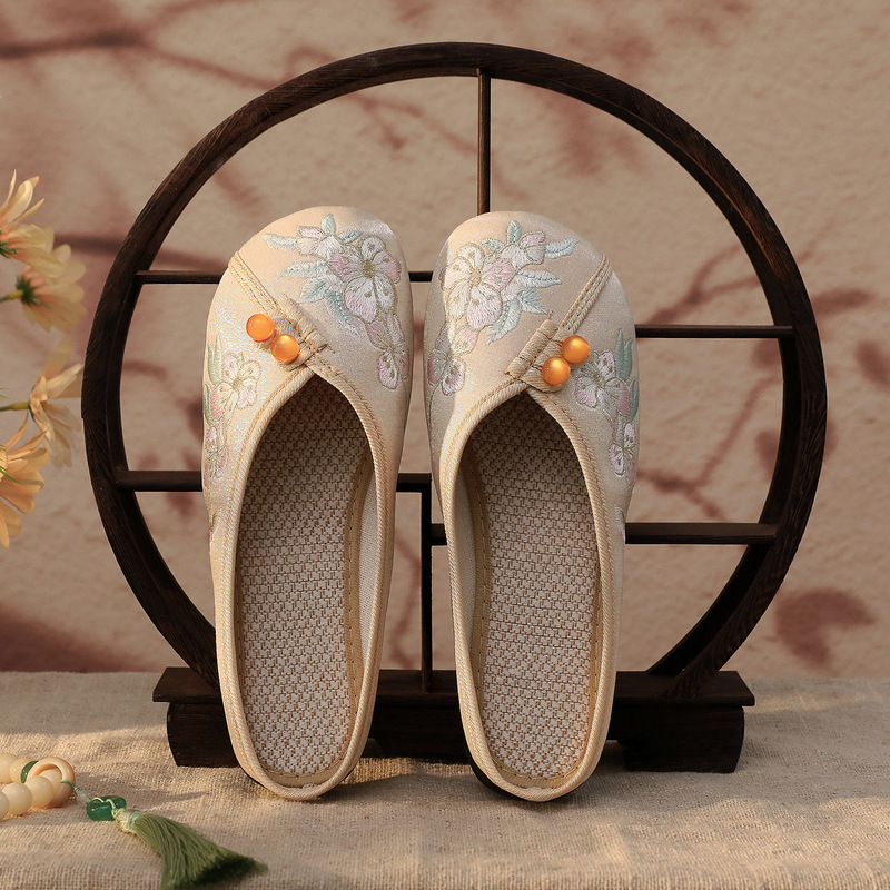 【28,000+ Followers】Summer Ethnic Style Closed-Toe Slippers for Women with Soft Soles, Featuring Han Elements, Retro New Chinese Style, Flat-Soled