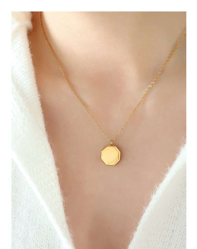 1 Piece Simple Style Solid Color Titanium Steel Chain Pendant Necklace_colorza_3