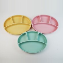 厂家供应韩国ins儿童硅胶分格吸盘餐盘宝宝餐具可消毒一体辅食碗