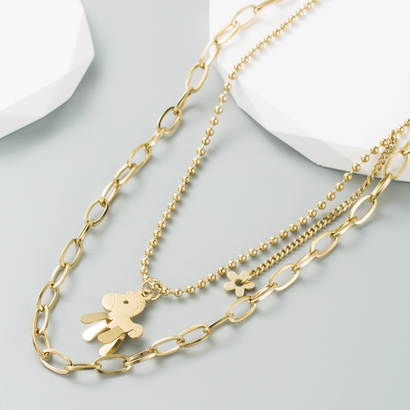 Fashion Heart Shape Titanium Steel Necklace Plating Stainless Steel Necklaces