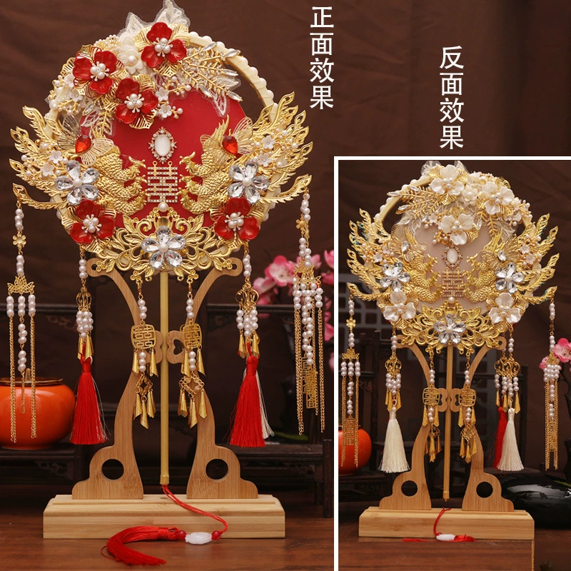 Двухцветный двусторонний новый свадебный китайский веер ручной работы, готовый продукт для свадьбы, подарок для друзей и лучших подруг