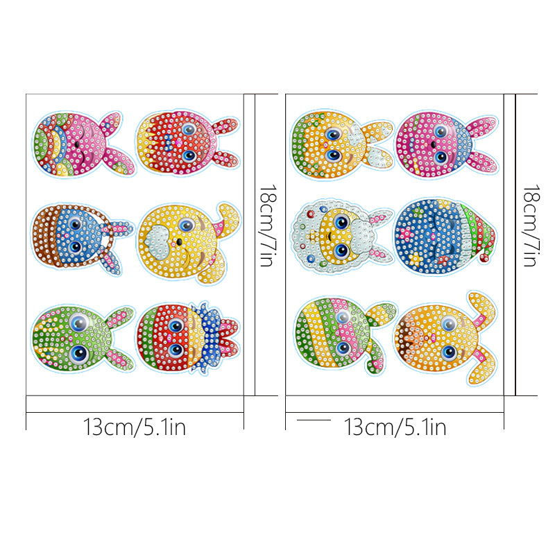 Venta caliente de dibujos animados huevo animal diamante pintura gratis pegatinas DIY Pegatinas de pared de ladrillo niños hecho a mano pegatinas diamante redondo