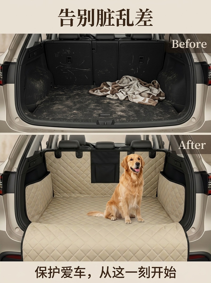 Car pet mat made of Oxford fabric, waterproof, dirt-resistant, non-slip, anti-stain, portable and easy to store, universal trunk mat for car models