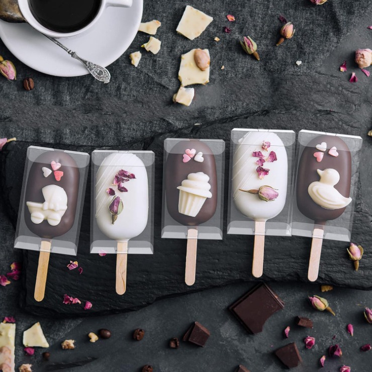 Gran cantidad en stock de plástico para mascotas pastel de helado embalaje transparente macaron galleta caja de helado con logotipo impreso