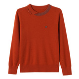 秋冬羊毛衫新款洋气圆领宽松针织衫毛衣中年妈妈装羊毛女士上衣，女装针织衫/毛衣，妃慕昵服饰