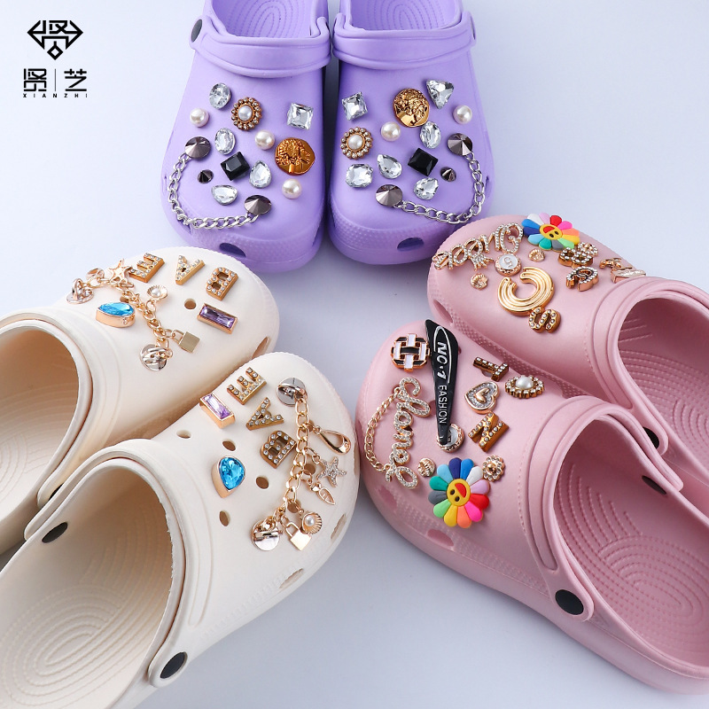 cross-border hole shoes accessories diy shoes shoes fit cross hole shoes rhinestone decorative buckle TikTok same style suit