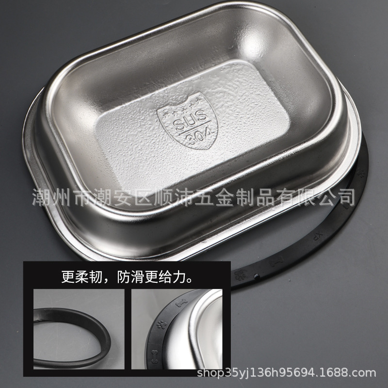 Cross-border new 304 stainless steel dog bowl pet square cat and dog…