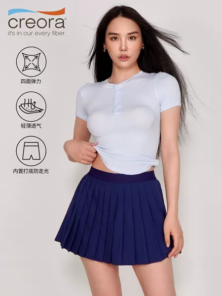 Summer New Highrise High Waist Tennis Skirt Women's Wide Pleated Anti-running Fake Two-piece Golf Skirt A- shaped