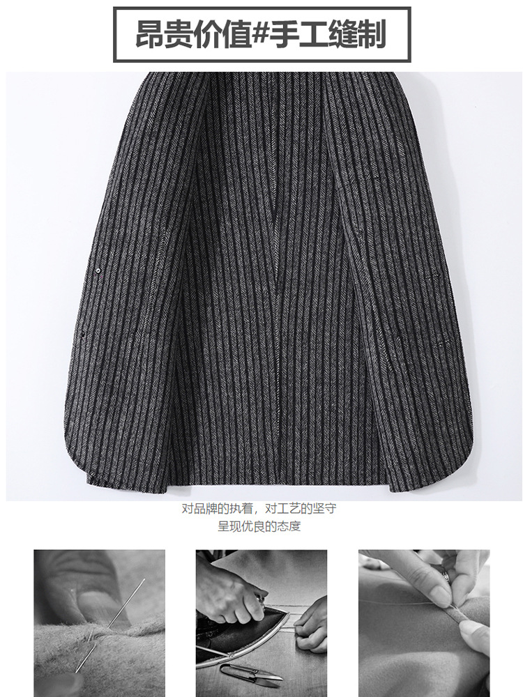 2024 otoño e invierno lana de doble cara individual traje casual de hombre occidental chaqueta de ropa occidental de lana de negocios a rayas