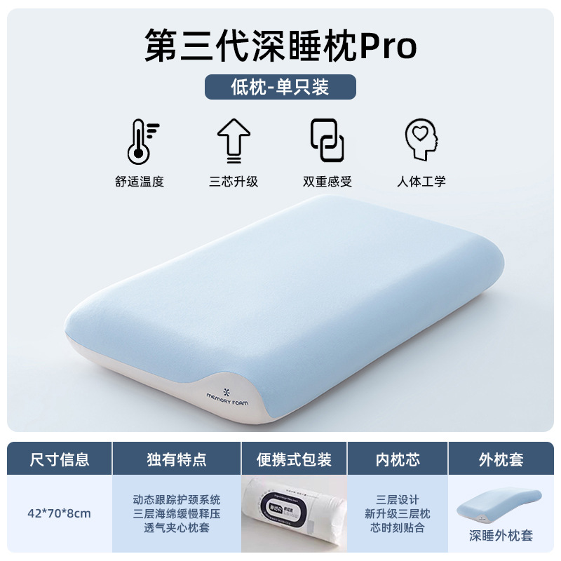 3세대 숙면 메모리베개 Pro-8cm + 베갯잇 [휴대용]