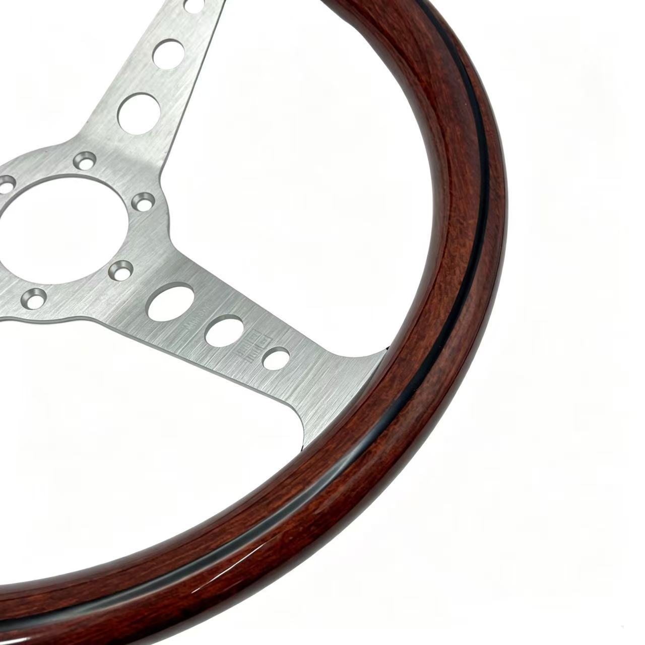 Momo Classic Retro Peach Wood Steering Wheel Modified for Competitive Racing, Universal 14inch Steering Wheel