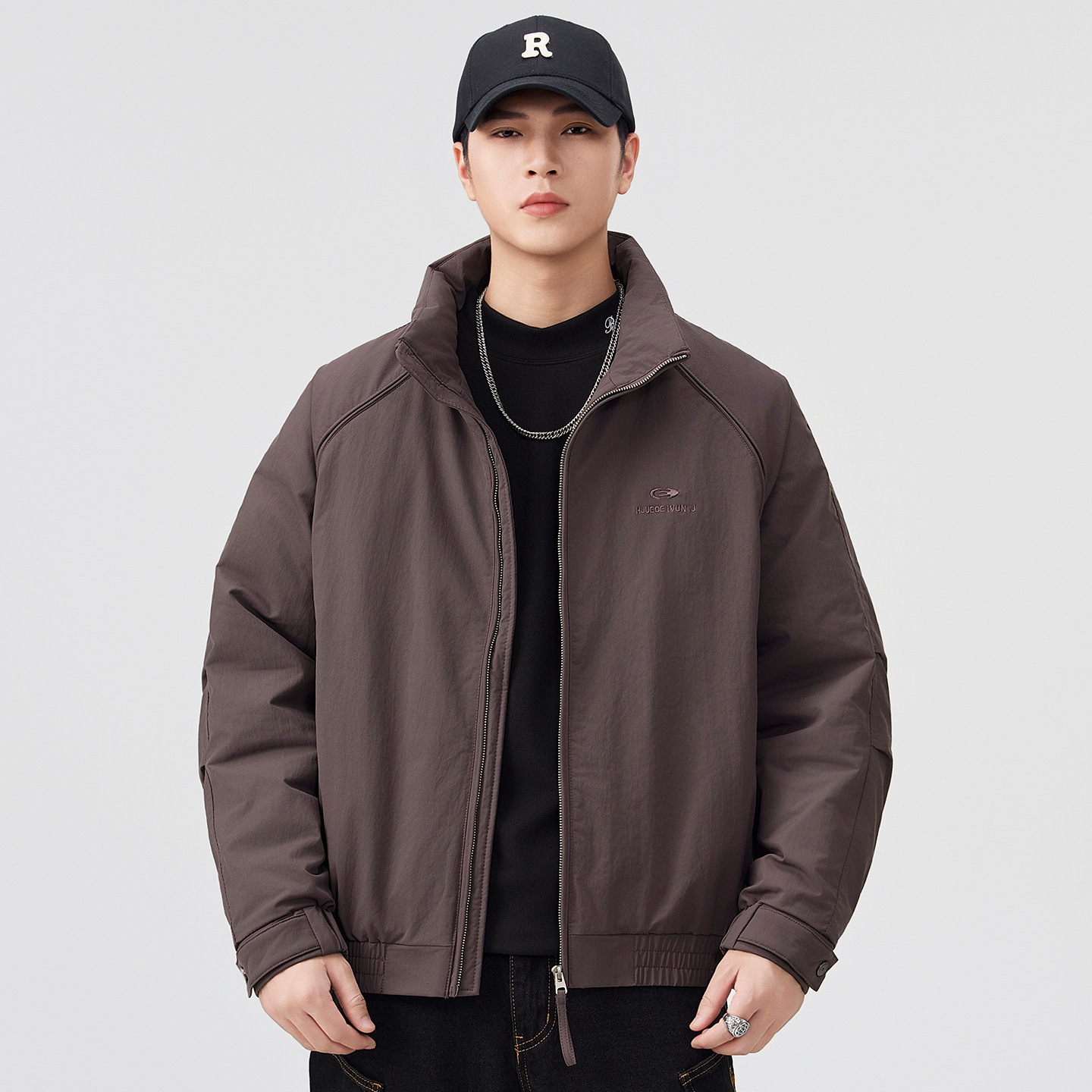 Chaqueta de plumón para hombres 2025 invierno nuevo tipo ligero y delgado bordado de cuello caliente chaqueta de plumón universal chaqueta de hombre suelta image 6