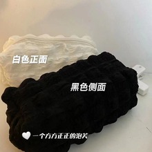 奶油泡芙笔袋小众不撞款大容量纯色软fufu绝美ins风化妆包文具袋