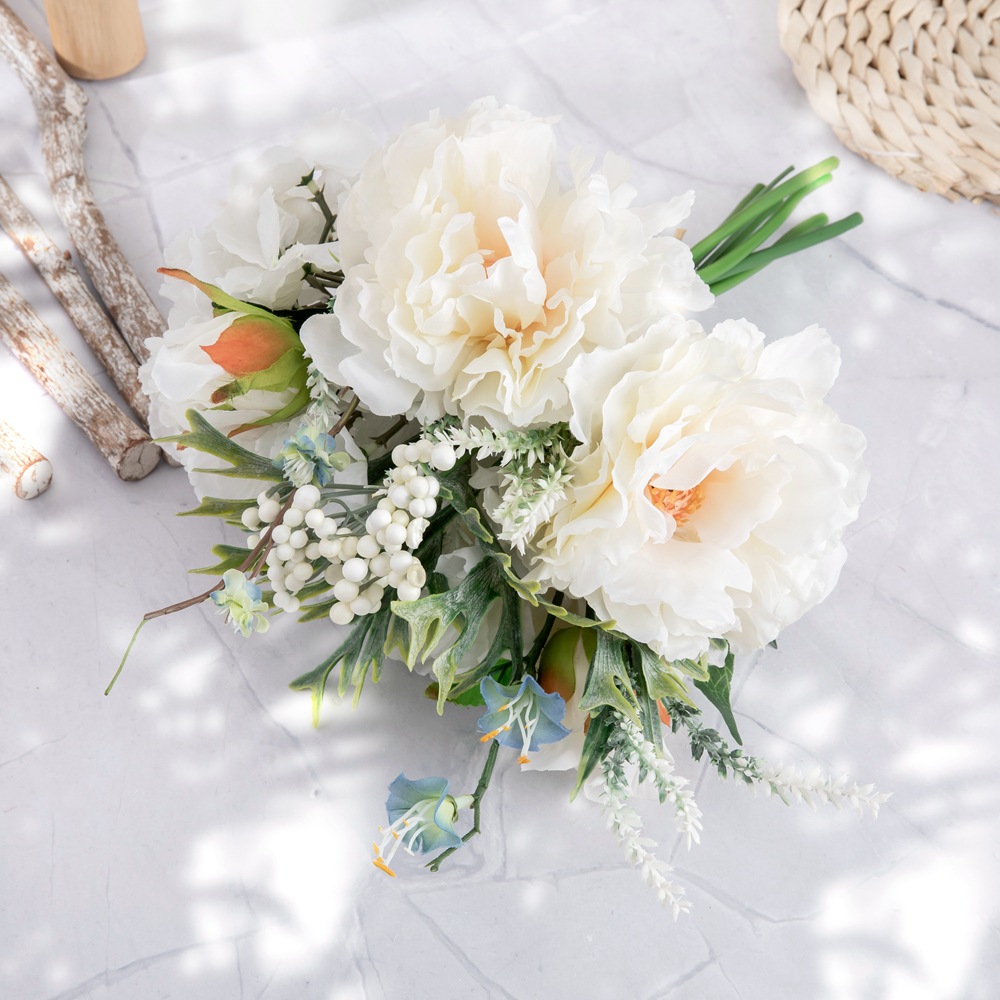 廠家假花出口批發 牡丹繡球花束仿真花外貿婚慶家居裝飾品GF15501