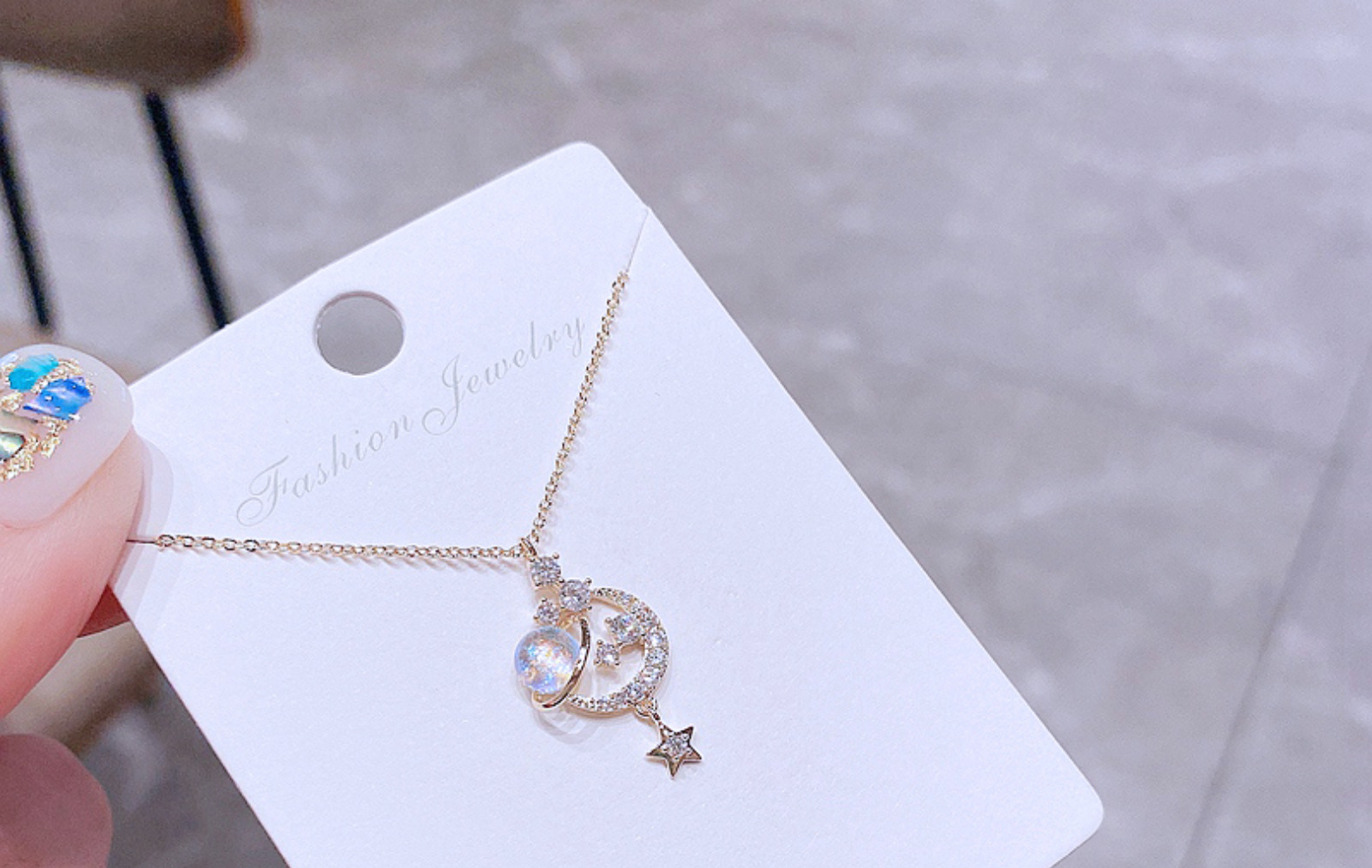 fantasy colored glaze planet fashion clavicle chain copper plated gold necklace