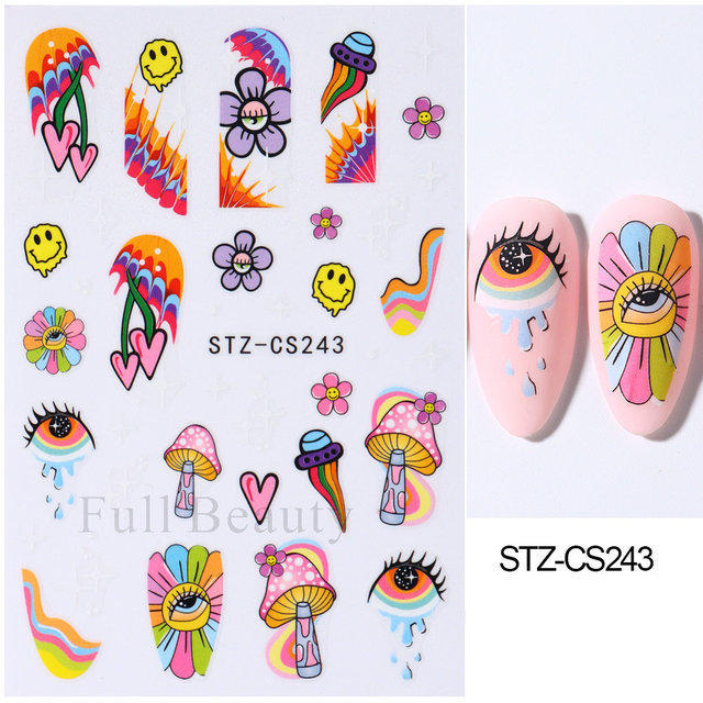 新しいネイルシール夏3d小清新アニメドーパミン愛花バックゴム爪貼り卸売りnail|undefined