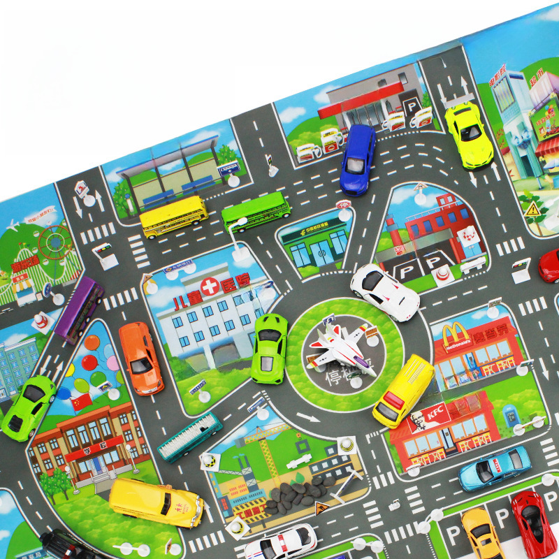 Russian Version Children's Toy Chinese English Version 83*57CM Parking Scene Car Model Scene Prop