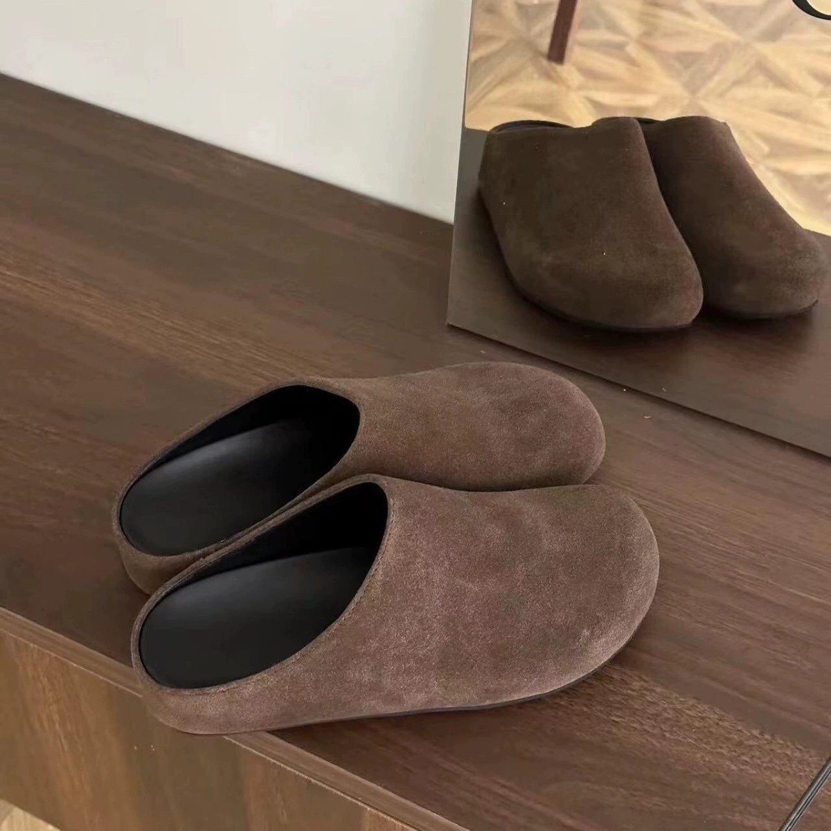 Вся воловья кожа ~ 2024 новые кожаные тапки Birken Birken женский педаль ленивый Baken Half Тапочки