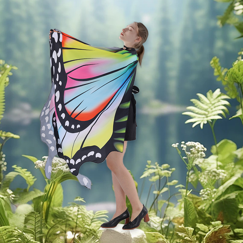 Capas de Halloween, alas, mariposas, capas de punto, danza del vientre, chal giratorio, luces transfronterizas.