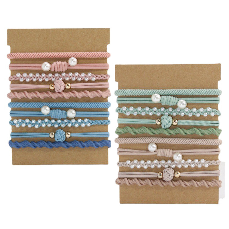 Simple Style Knot Twist Imitation Pearl Cloth Paper Knitting Hair Tie display picture 3