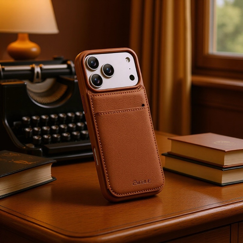 外贸适用iPhone17复古纹手机壳 S25U苹果15/16插卡翻盖皮套壳