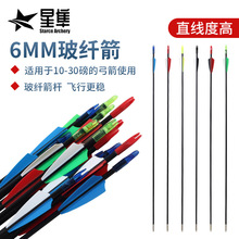 厂家跨境货源6mm玻纤箭支入门射箭器材多款颜色可选 反曲弓箭适用