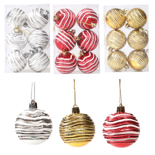Cross-border wholesale new plastic Christmas Ball 6cm decorative special-shaped ball Christmas tree decoration props 6 Pack