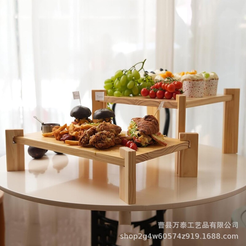 New Wooden Cake Display Stand Wedding Party Solid Wood Cheese Serving Tray Buffet Dessert Display Stand
