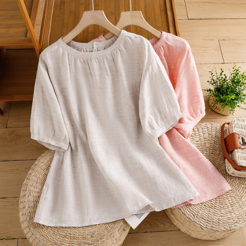 Summer solid color elegant design short sleeve T-shirt