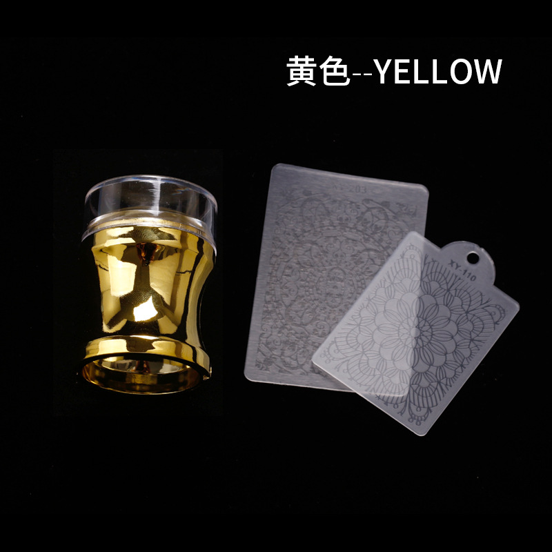 Nuevos productos transfronterizos sello de silicona de manicura galvanizado cabeza de impresión transparente grande 3.8cm con cubierta DIY herramienta de impresión