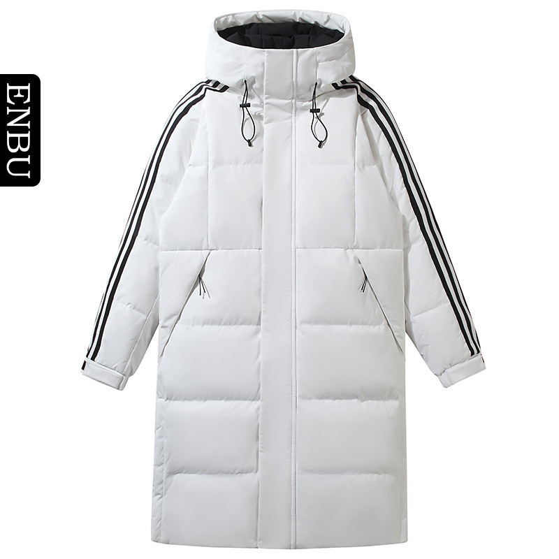 Couple's Long down Jacket Unisex Over-The-Knee Winter Thick Warm Fashion Hooded Trendy Versatile Coat for Men