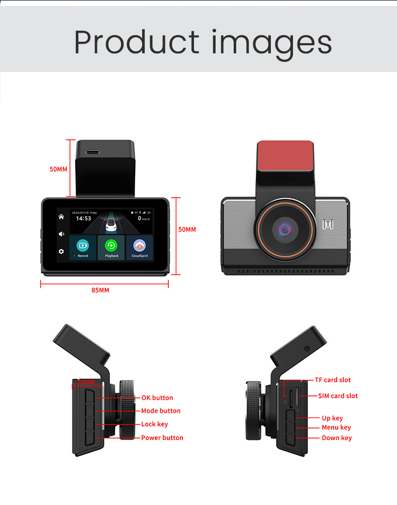 4g Lte Dual-Camera 2K Dash Cam with Wifi and Gps Remote Monitoring, Front and Rear High-Definition Night Vision Dual-Lens Driving Recorder