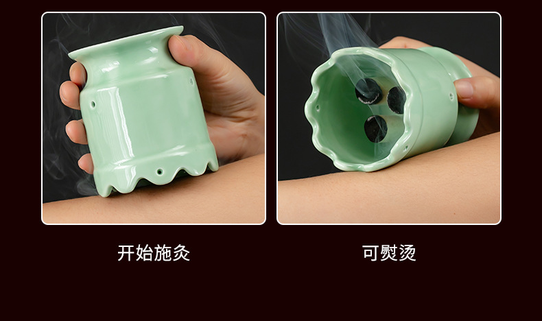 Ceramic Lotus Moxa Cup Gua Sha Warm Moxibustion Device for Neck Meridian Care 0.5kg key features