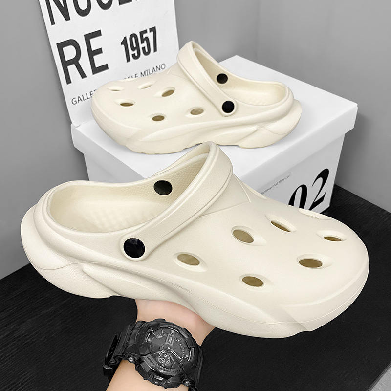 Verano piso grueso sensación de mierda jardín agujero zapatos zapatillas de hombre tamaño transfronterizo jardín zapatillas frías al aire libre transpirables zapatos de playa