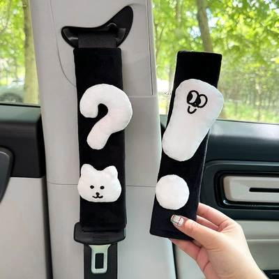 Yeni Yaradıcı Təhlükəsizlik Kəməri Plush Örtükləri, Müxtəlif Sual İşarəsi Oyuncaqları, Sevimli Kuklalar, Avtomobil Bəzək Oyuncaqları