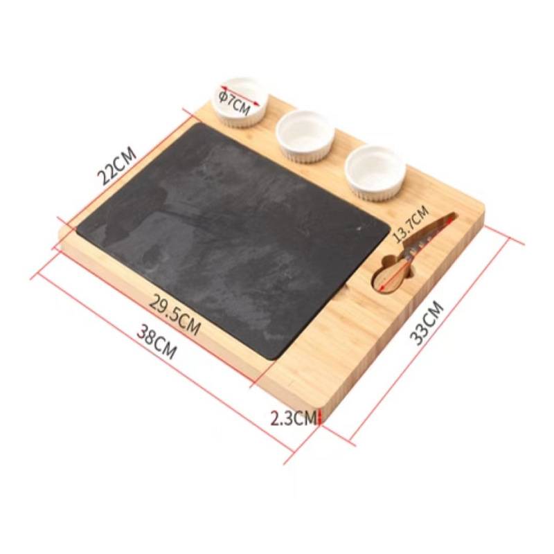 Tabla de quesos, venta caliente transfronteriza con bandeja con cajón, juego de cuchillos, tabla de cortar de bambú, juego de tablas de cortar de queso para el hogar, listo para usar